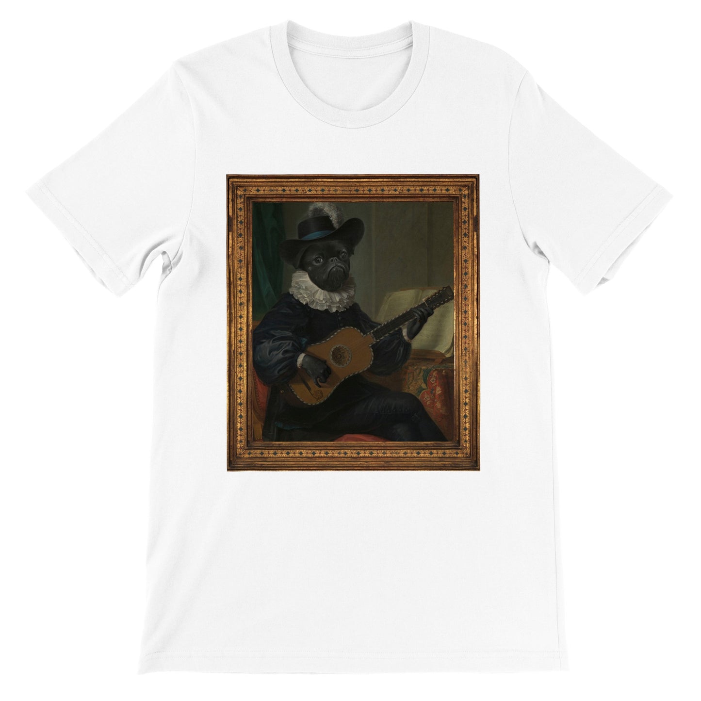 Antique Dog with Black Hat Unisex Crewneck T-shirt